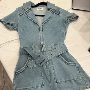 SHOW ME YOUR MUMU XS JEAN ROMPER